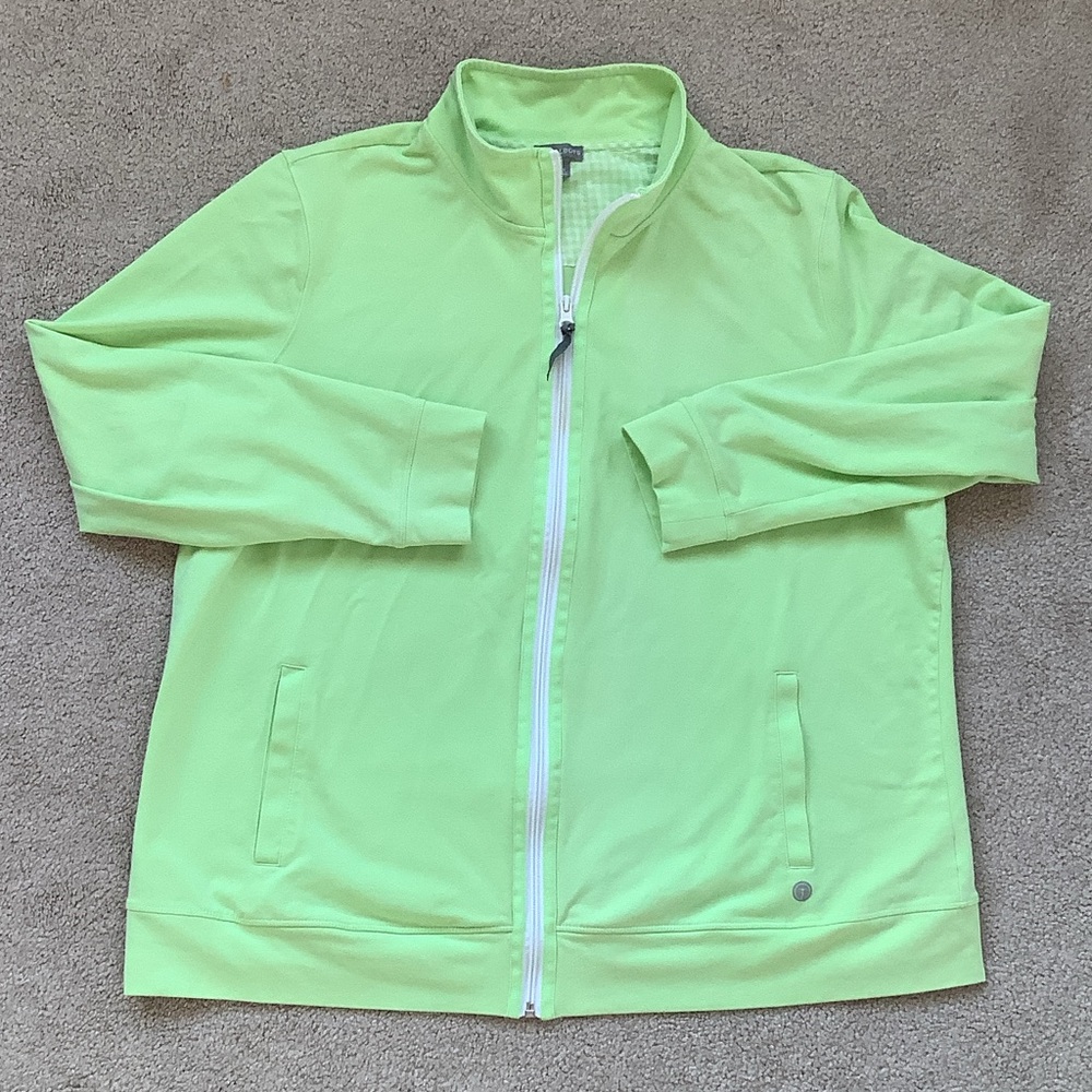 Talbots Light Green Stretch Zip-Up Sweatshirt Jacket, 2X
